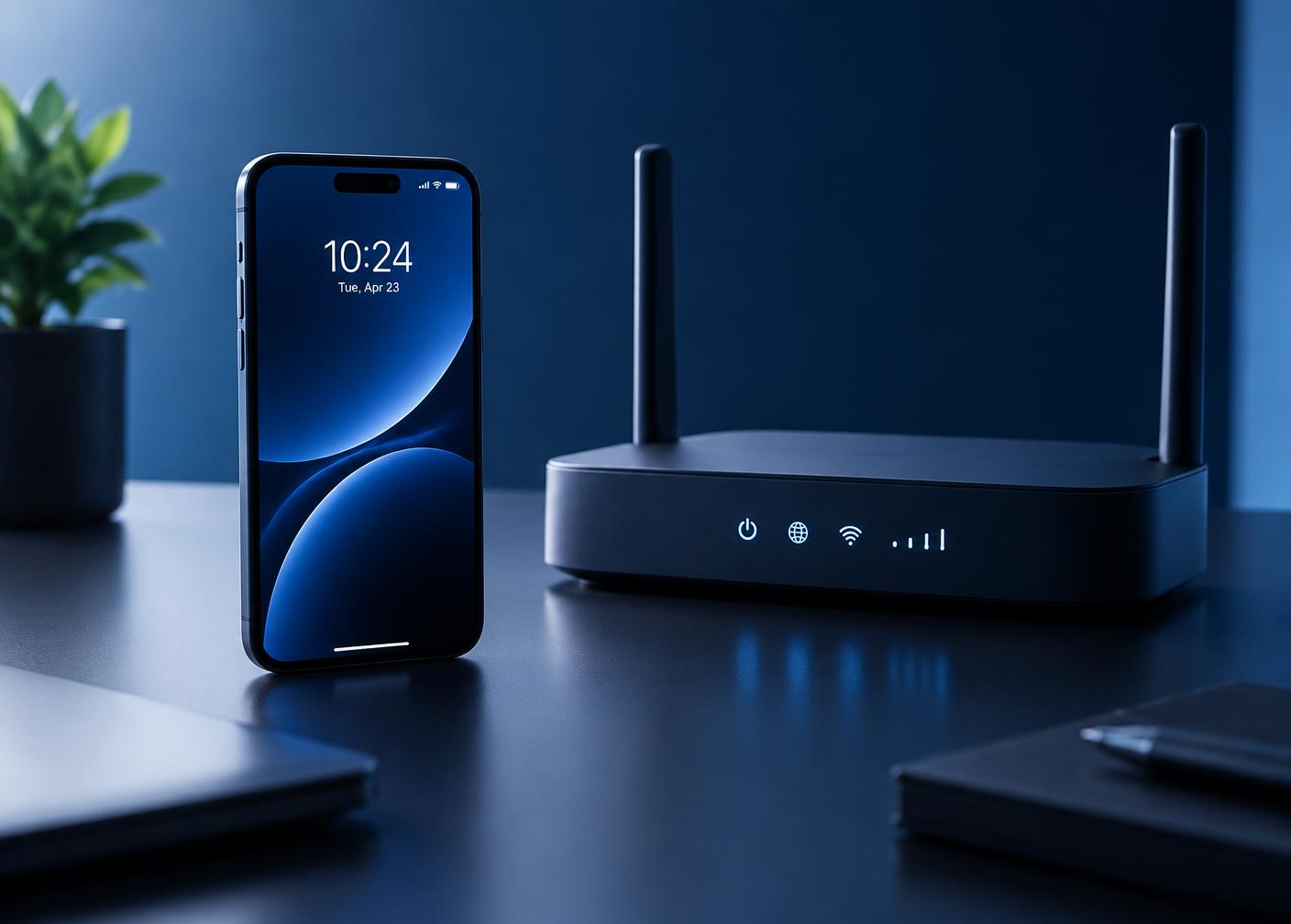 Smartphone e router per telefonia e connettività